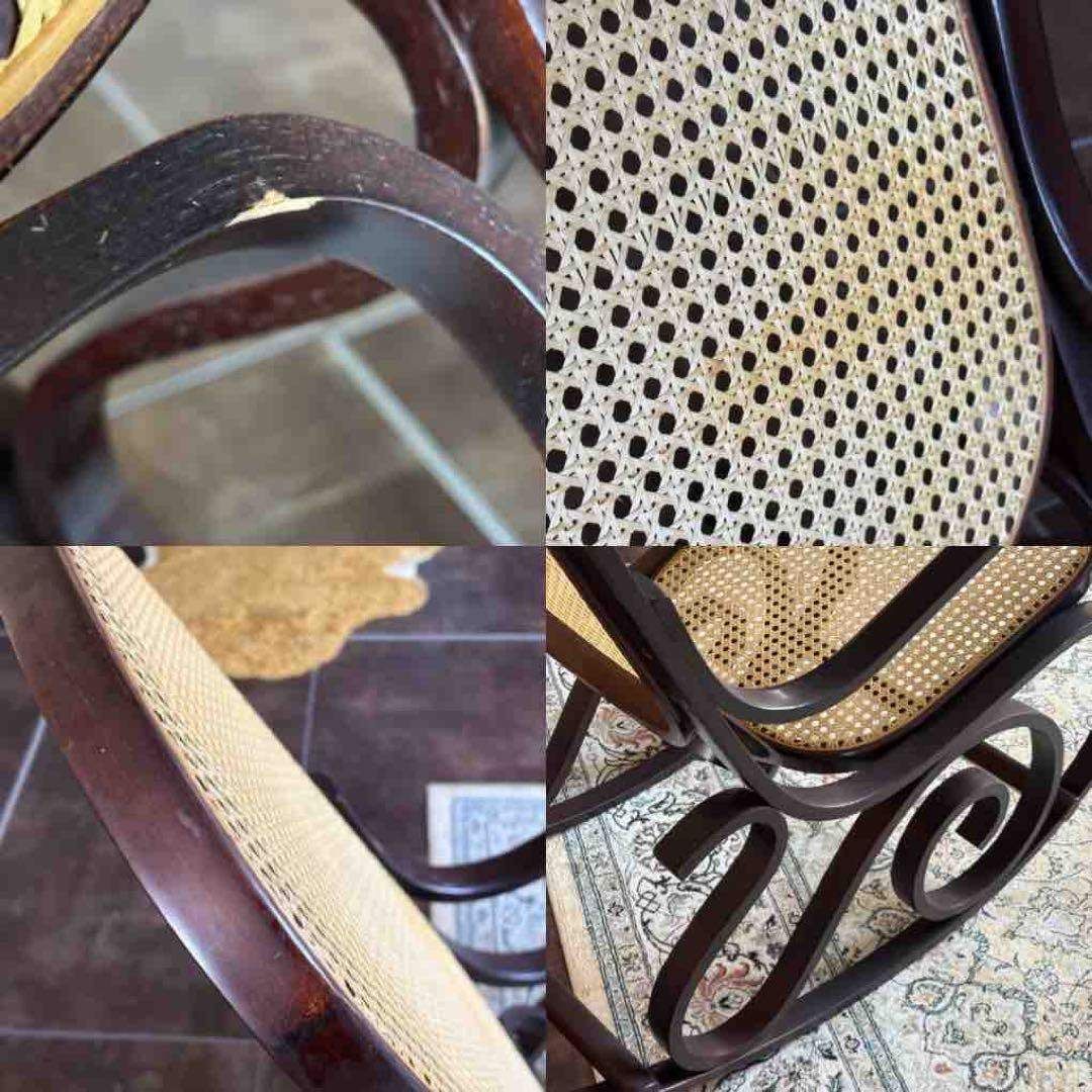 希少 ラタン ロッキングチェア 背もたれ カゴメ編み ヴィンテージ SG