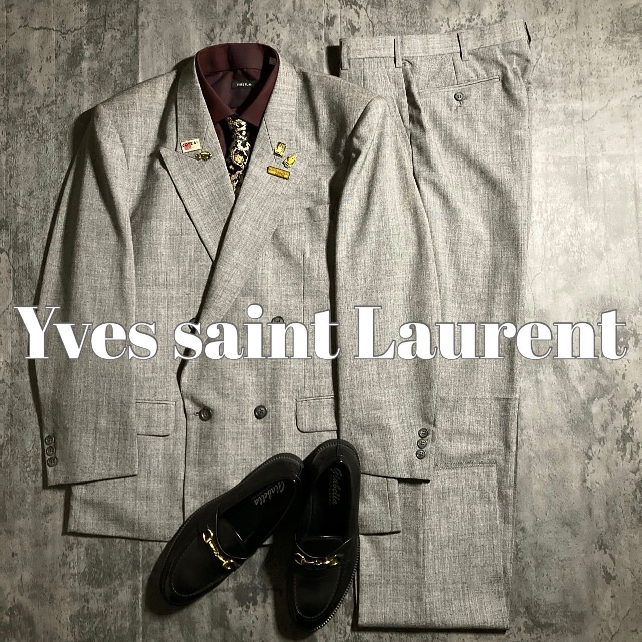 メンズ 極上 ダブルブレストスーツ Yves saint Laurent イヴサン