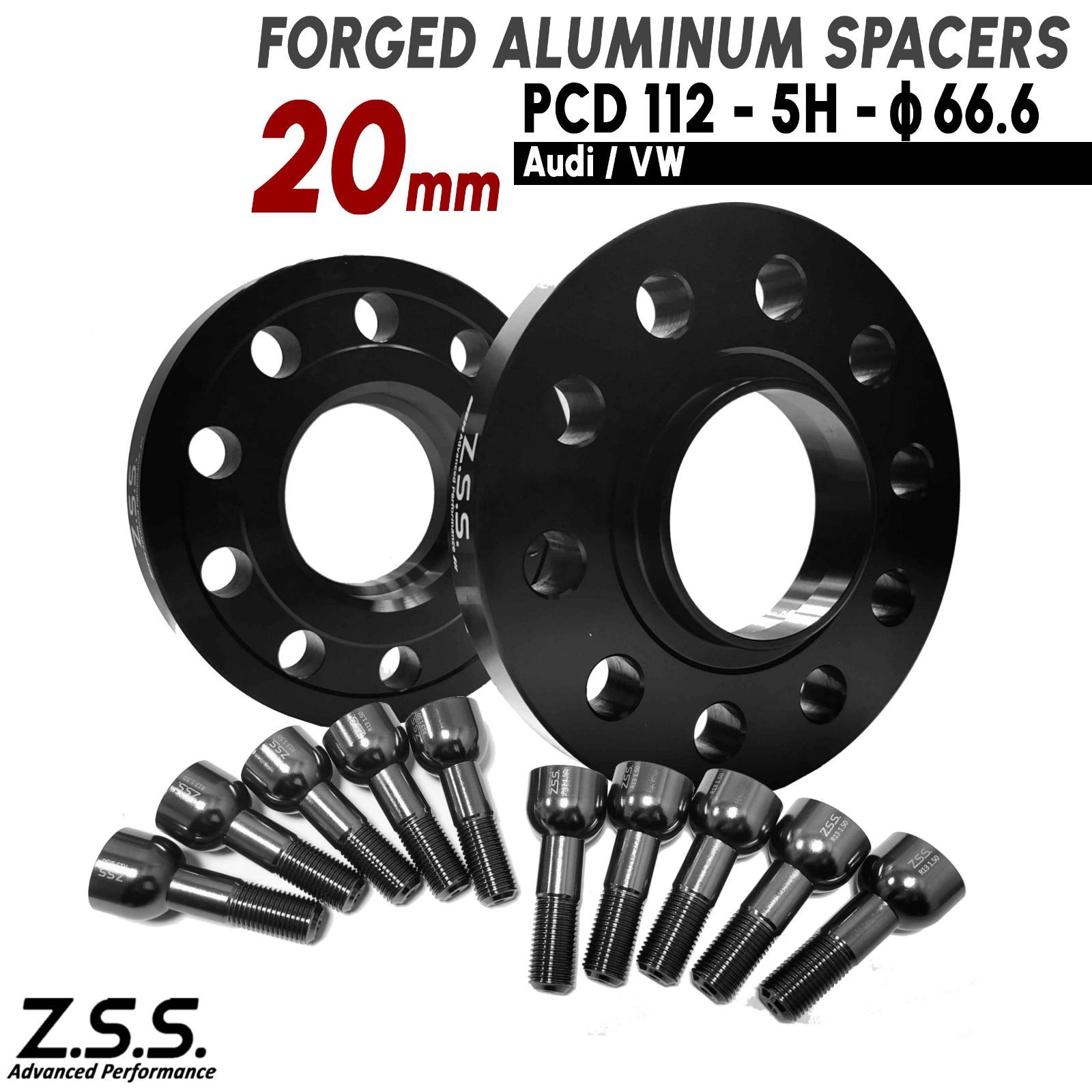 Z.S.S. AP 【チタン風ボルト付き】 アウディ AUDI A4 B9 アバント Avante Sライン 3CA-8WDEZ 3AA-8WDDWF スペーサー 20mm PCD112 66.6φ