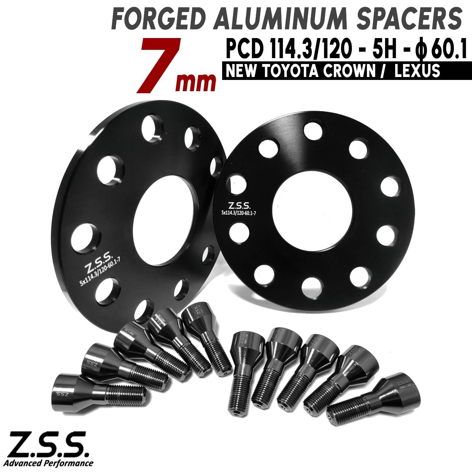 Z.S.S. AP 【チタン風ボルト付き】 レクサス LC500 LC500H (後期) 5BA-URZ100 6AA-GWZ100 7mm PCD120 60.1φ スペーサー 社外ホイール用
