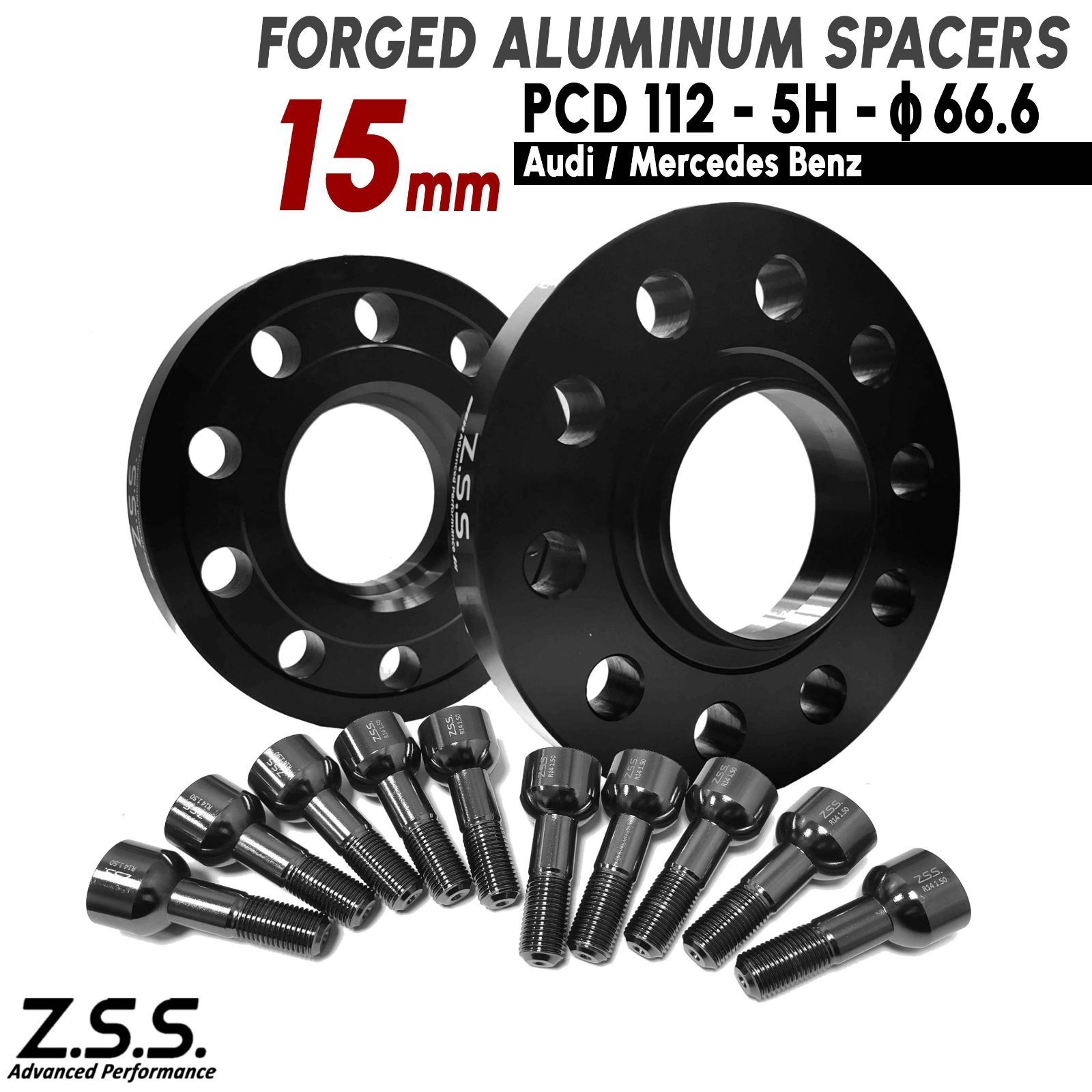 Z.S.S. AP 【チタン風ボルト付き】 ベンツ アウディSQ5 厚み15mm 5x112 PCD112 5H ハブ径66.6φ スペーサー 純正ホイール用 Mercedes Benz