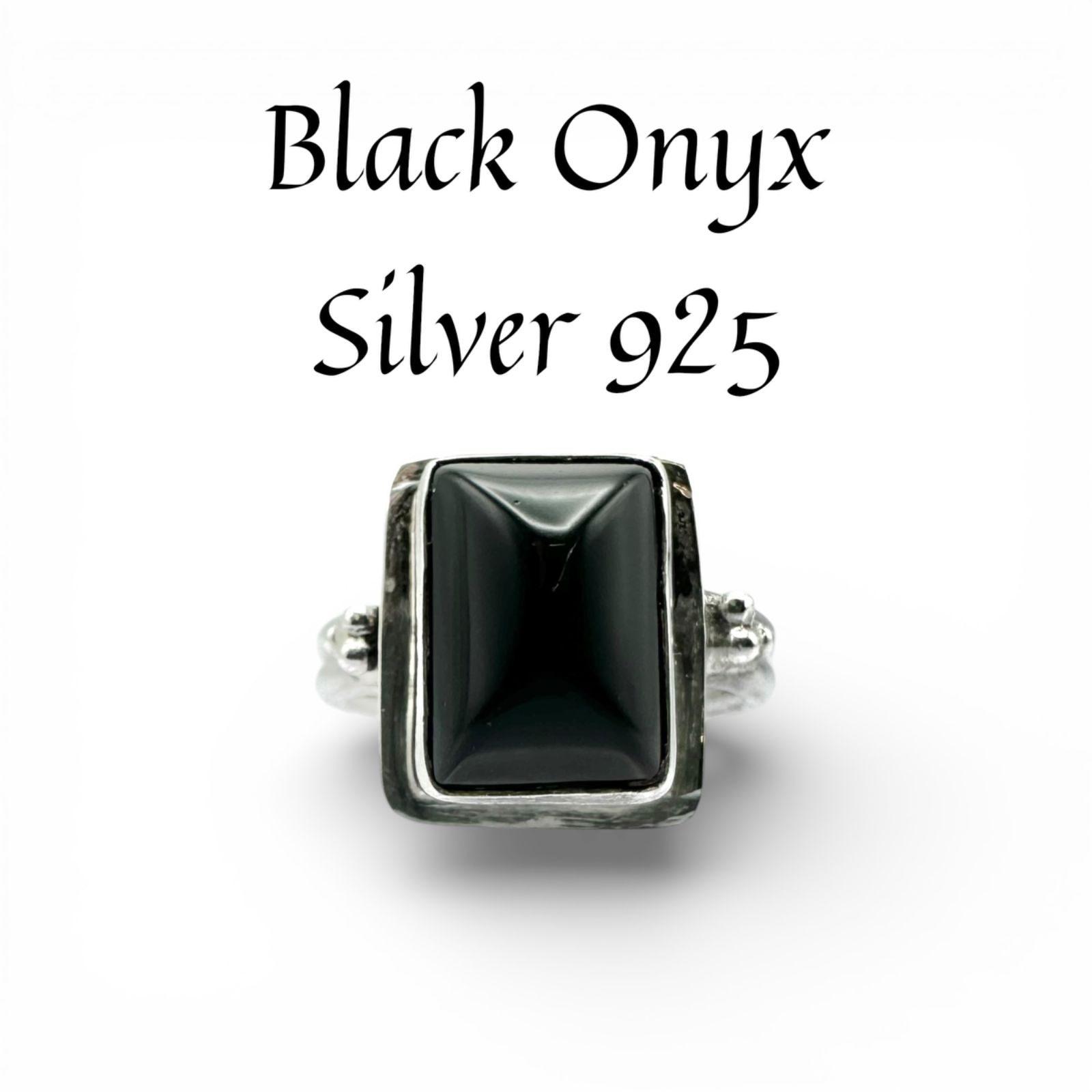 光を吸い込む黒】ブラックオニキス Silver 925 刻印 90s Vintage 