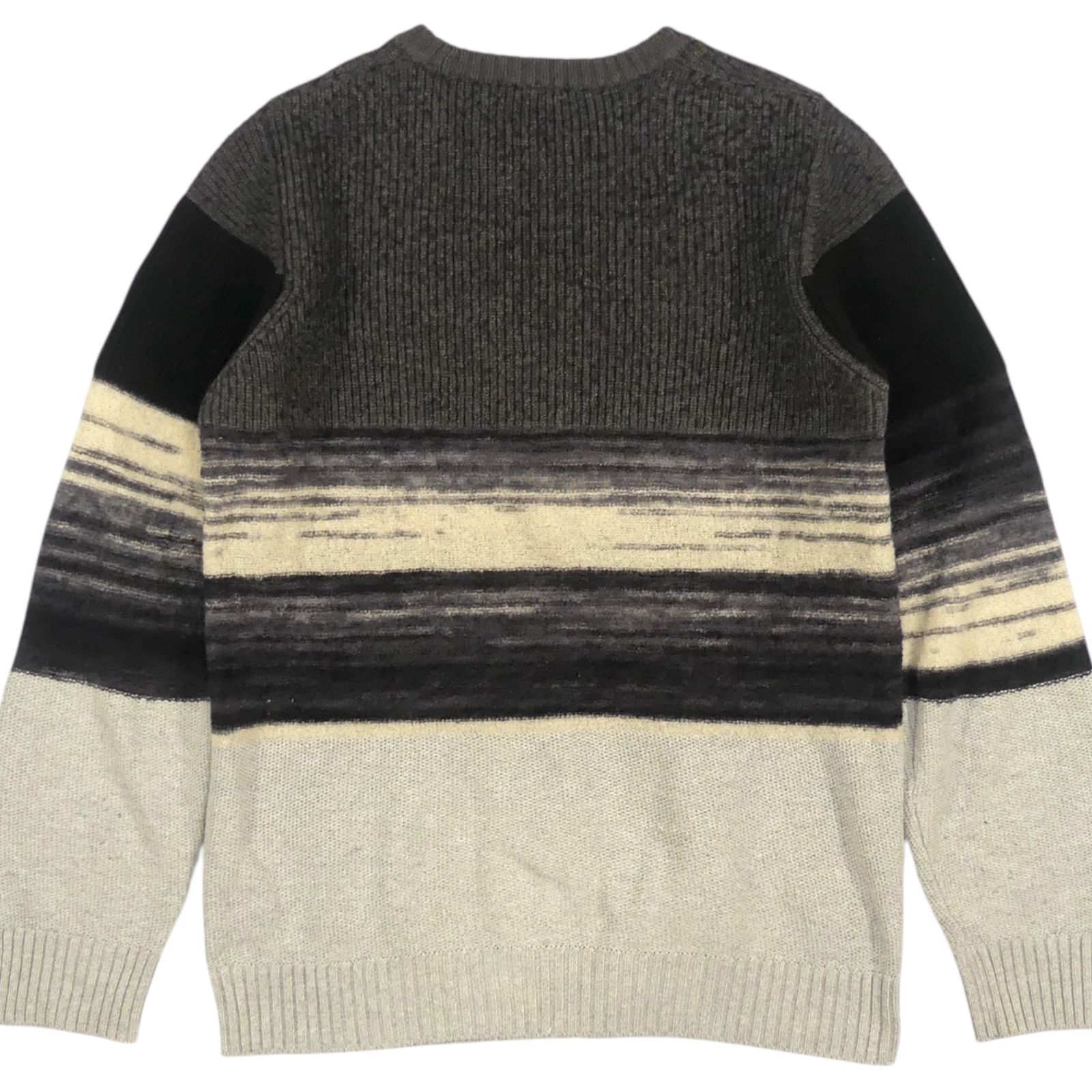 DIESEL ディーゼル セーター L ニット 古着 メンズ 黒 グレー ボーダー 