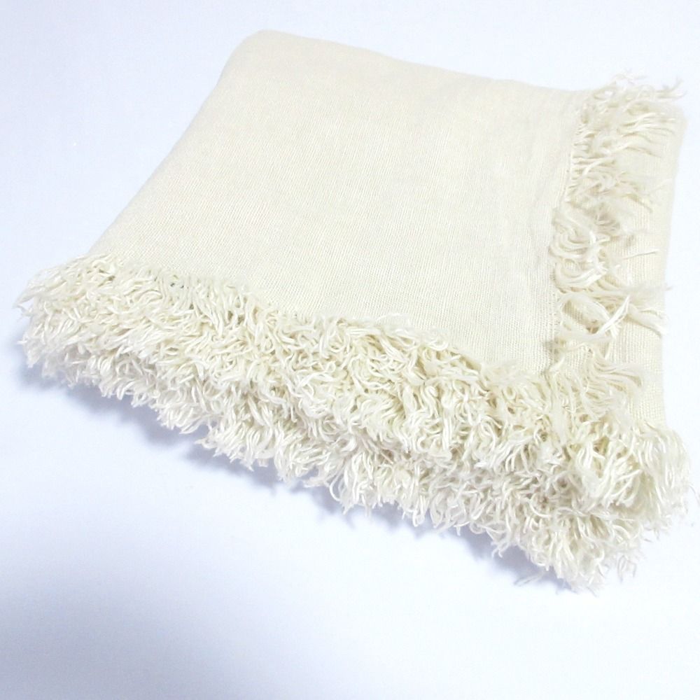 美品 ASAUCE MELER アソースメレ リネン100％ 大判フリンジストール