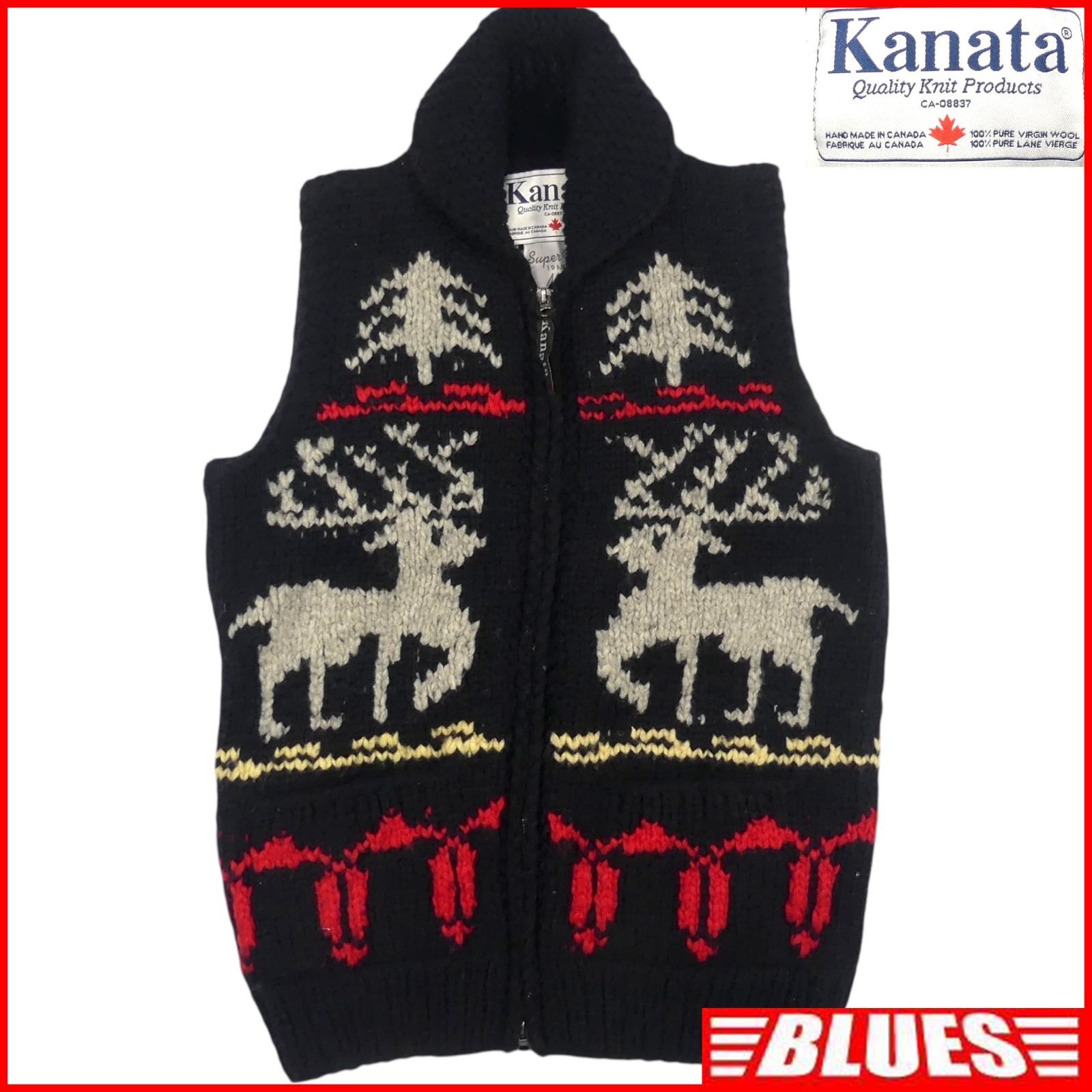 カウチンセーター kanata ベスト ニット L カナダ製 カナタ ウール
