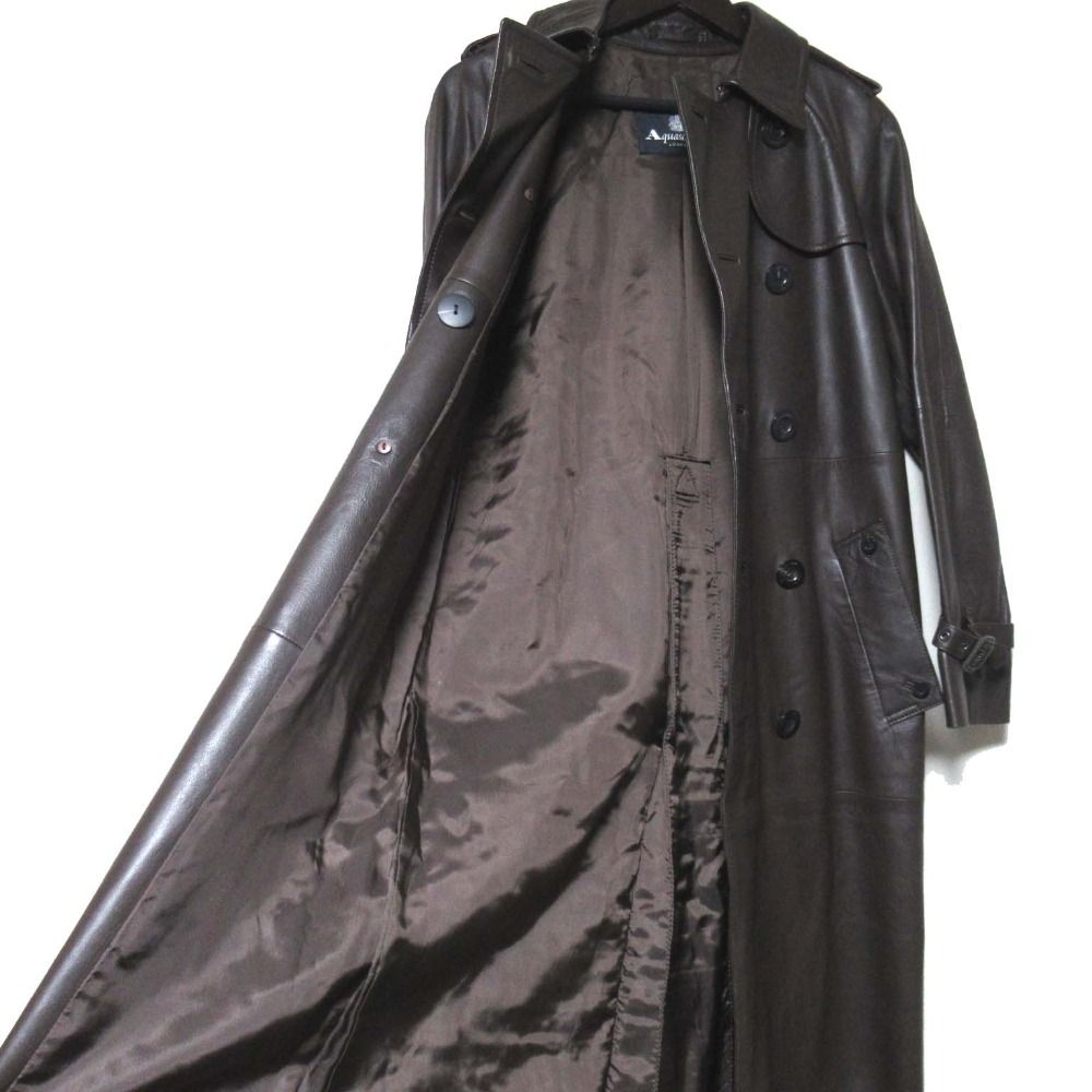 良品 Aquascutum アクアスキュータム ダブルブレスト ラムレザー