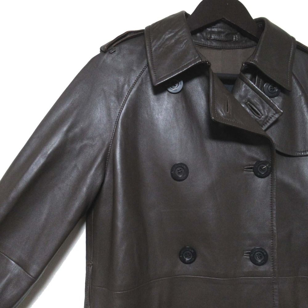 良品 Aquascutum アクアスキュータム ダブルブレスト ラムレザー