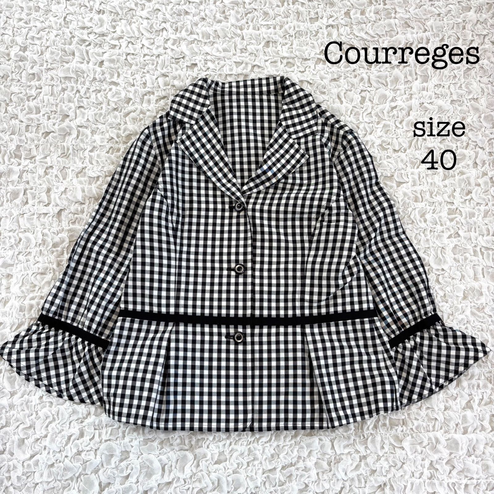 Courreges クレージュ ギンガムチェック ブラウスジャケット シャツ 七 