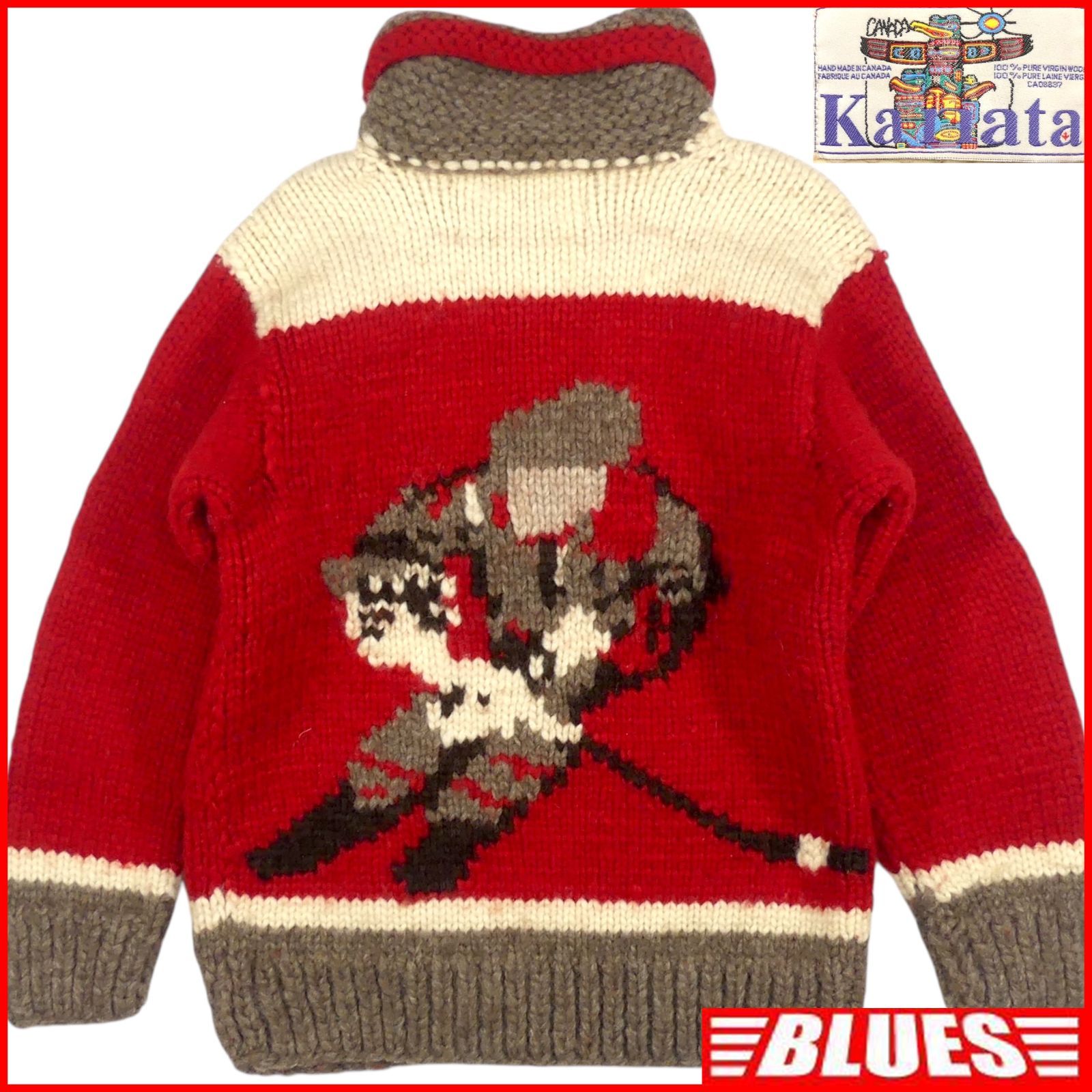 カウチンセーター kanata ニット M カナダ製 カナタ ウール ハンド