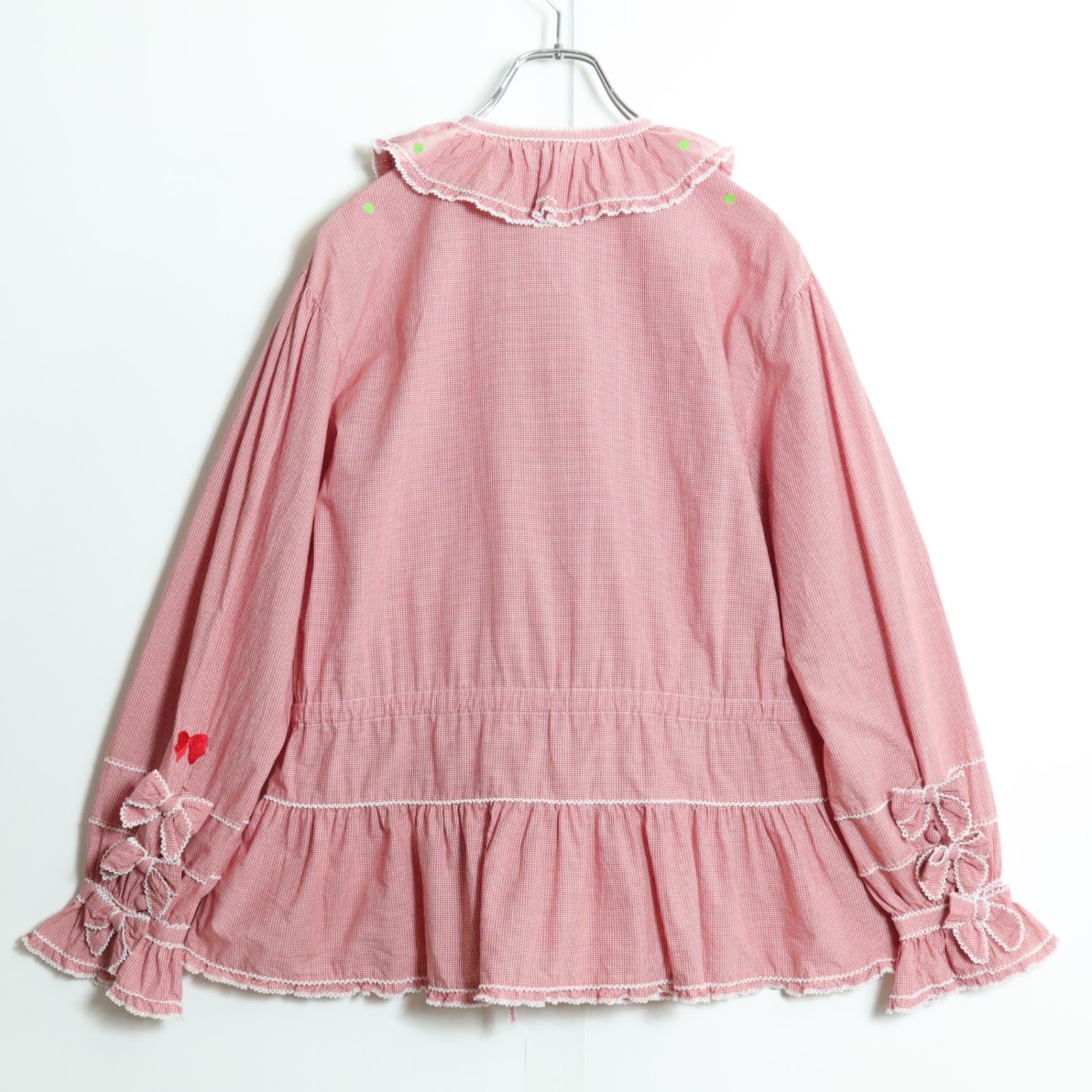 ピンクハウス☆ミニリボン&ギンガム♪長袖ローンチュニック ブラウス