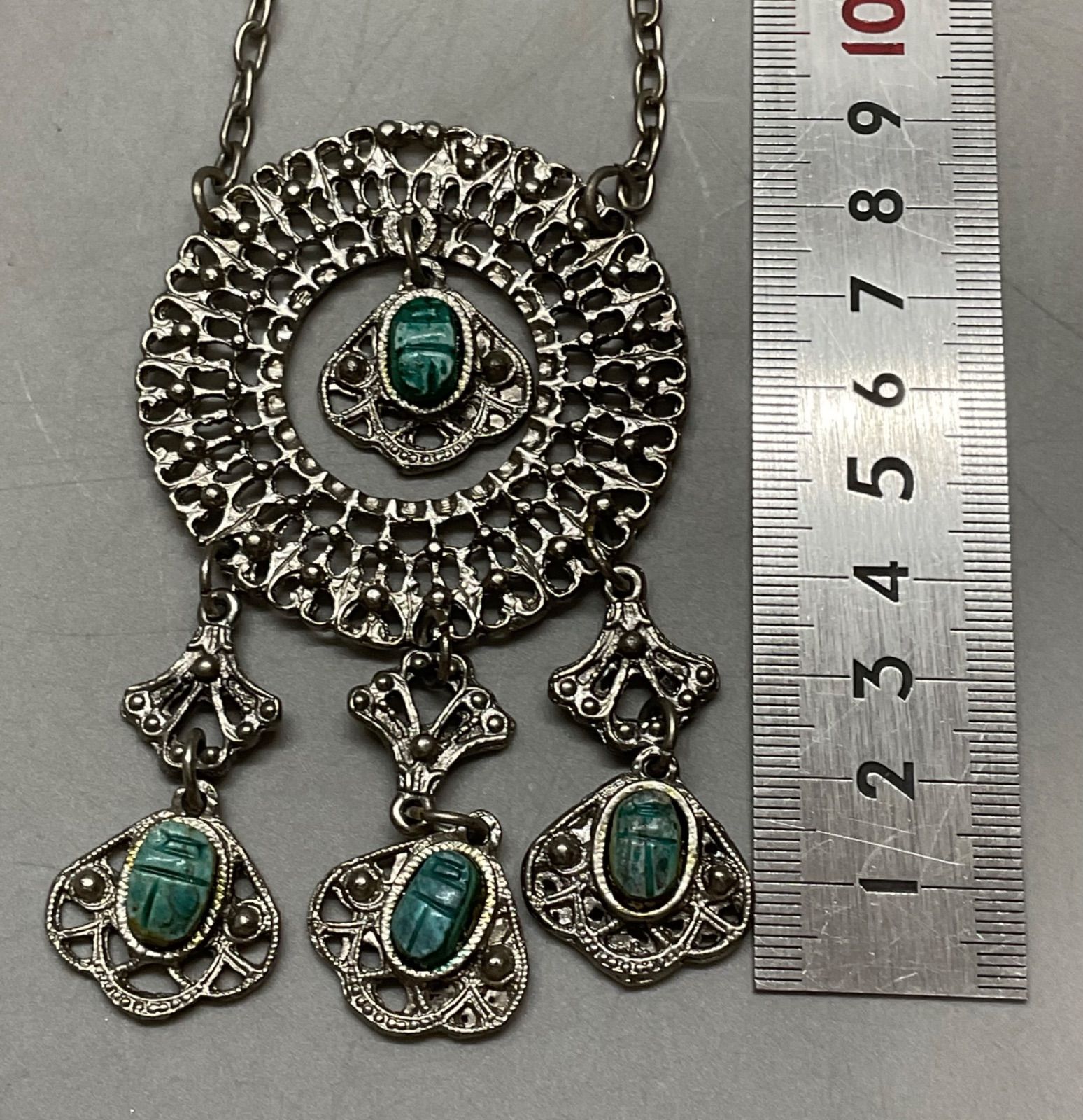 SN1093 エジプト ヴィンテージ ビンテージ ネックレス スカラベ 大ぶり 