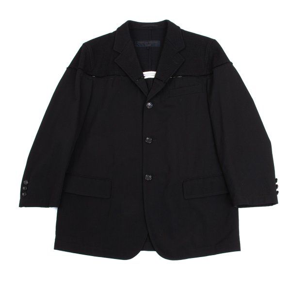 コムデギャルソン オムCOMME des GARCONS HOMME 裁断格子織り切替3Bジャケット 黒S
