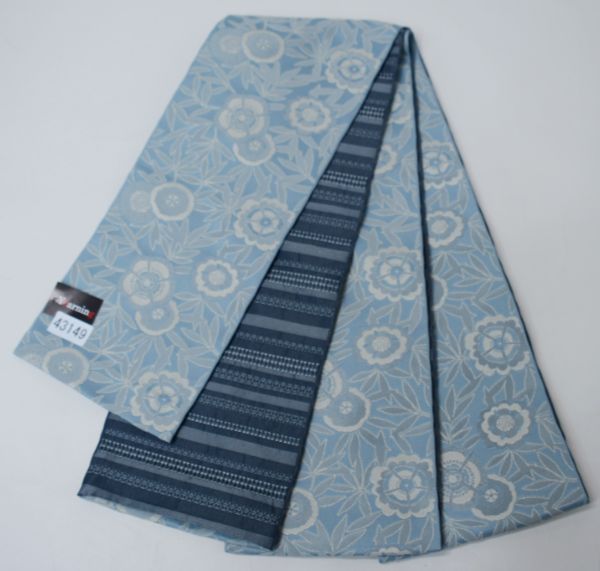 半幅帯 長さ約4.0m 浴衣帯 細帯 日本製 ポリエステル100％ 袷 水色