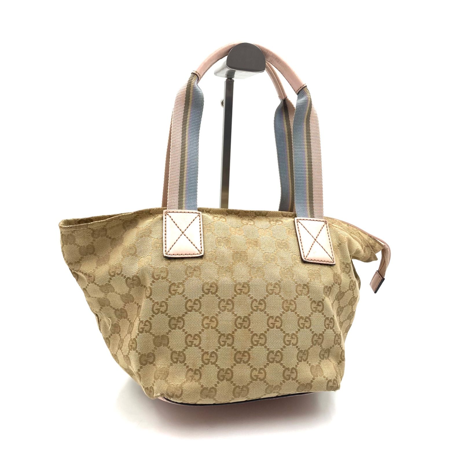 GUCCI グッチ GGキャンバス×レザー 舟形トートバッグ シェリーライン