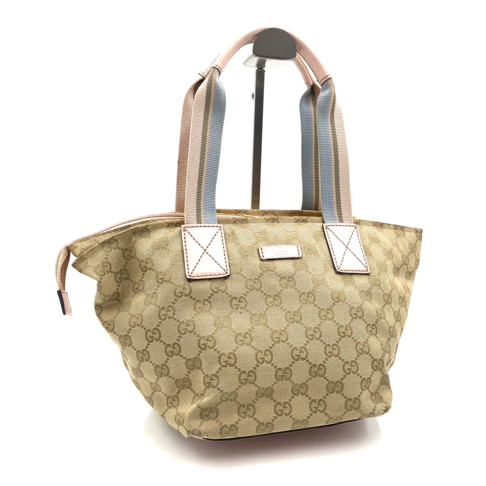 GUCCI グッチ GGキャンバス×レザー 舟形トートバッグ シェリーライン 