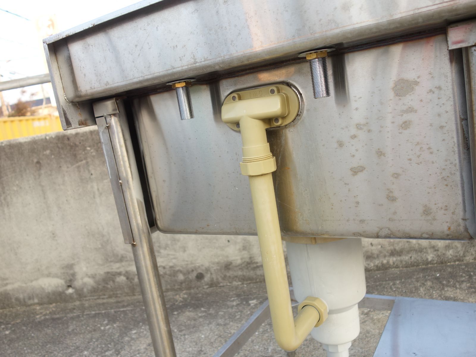 中古】M▽業務用 厨房 流し台 シンク ステンレス 一槽 1槽 水栓 バック