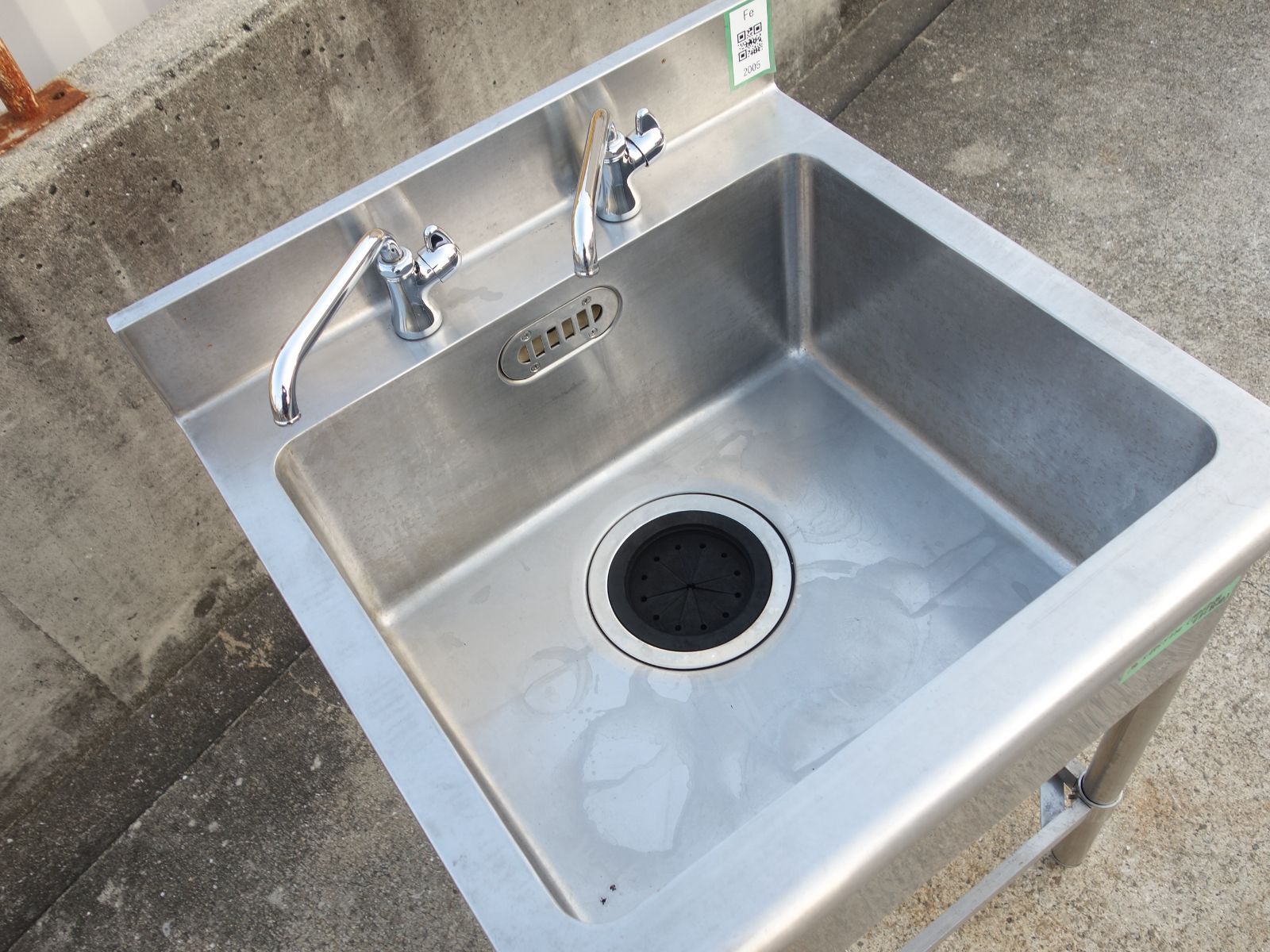 中古】M▽業務用 厨房 流し台 シンク ステンレス 一槽 1槽 水栓 バック