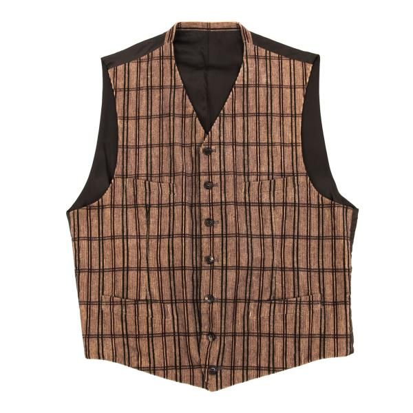コムデギャルソン オムCOMME des GARCONS HOMME チェックコーデュロイ切替ジレ 茶他M位 コムデギャルソン オムCOMME des GARCONS HOMME チェックコーデュロイ