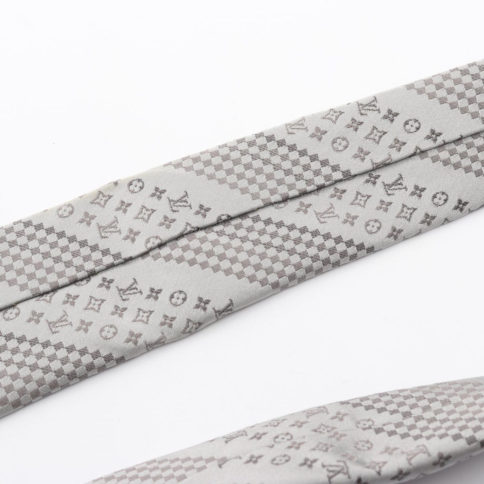 ルイ・ヴィトン LOUIS VUITTON ネクタイ モノグラム ダミエ グレー