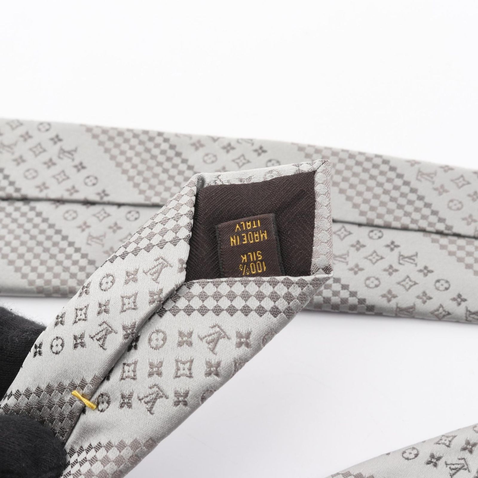 ルイ・ヴィトン LOUIS VUITTON ネクタイ モノグラム ダミエ グレー