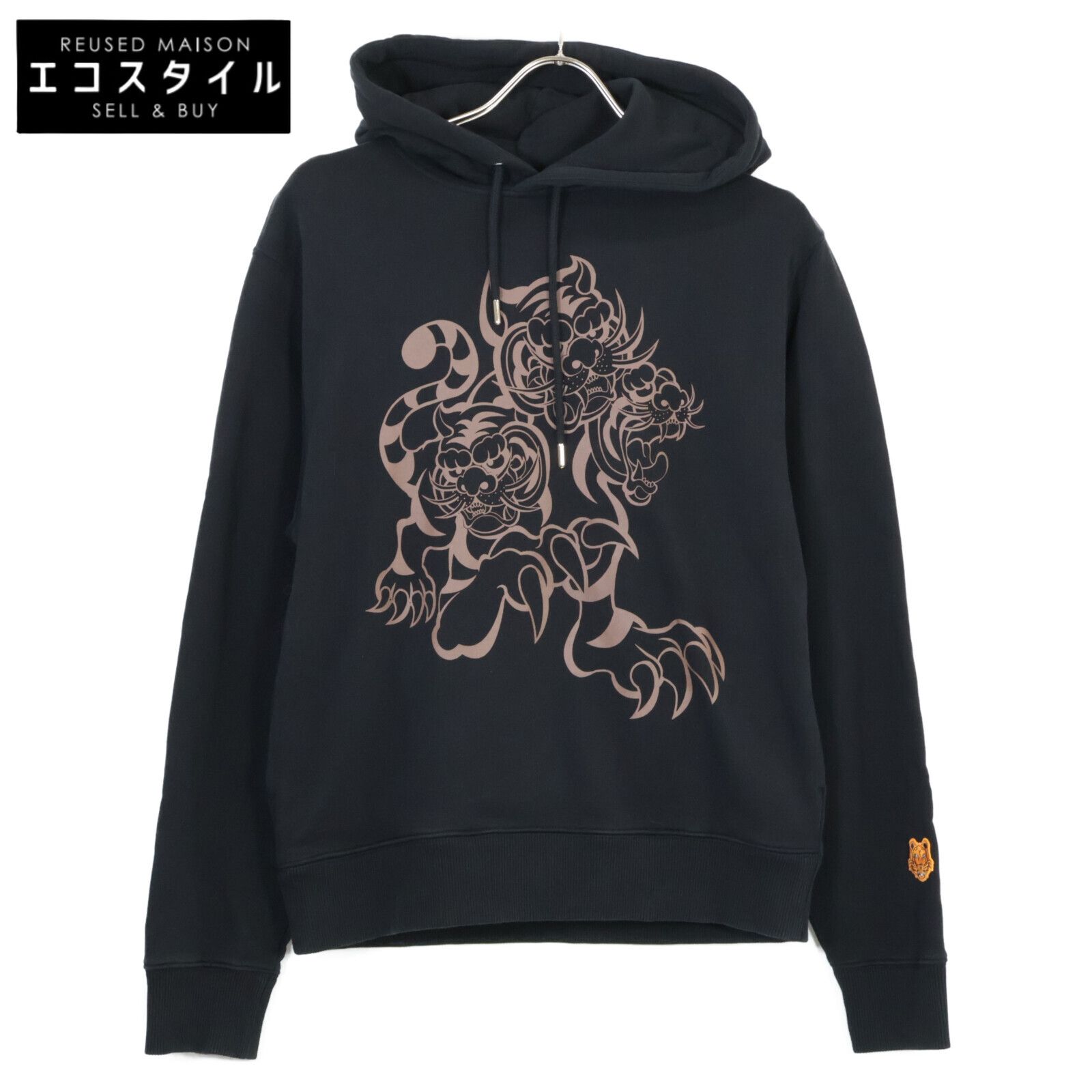 KENZO ケンゾー 【×山本寛斎】20年 ﾌﾞﾗｯｸ 虎 ﾀｲｶﾞｰｶﾄｩｰﾝﾌﾟﾙｵｰﾊﾞｰﾌｰﾃﾞｨ 