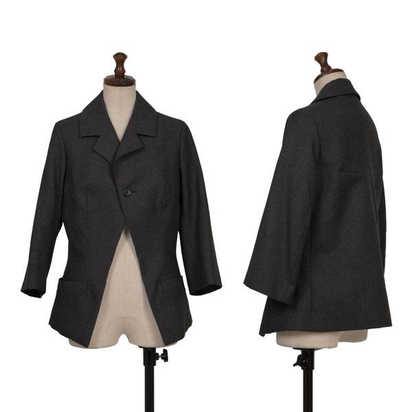 ヨウジヤマモト ファムYohji Yamamoto FEMME ウール7分袖1Bジャケット