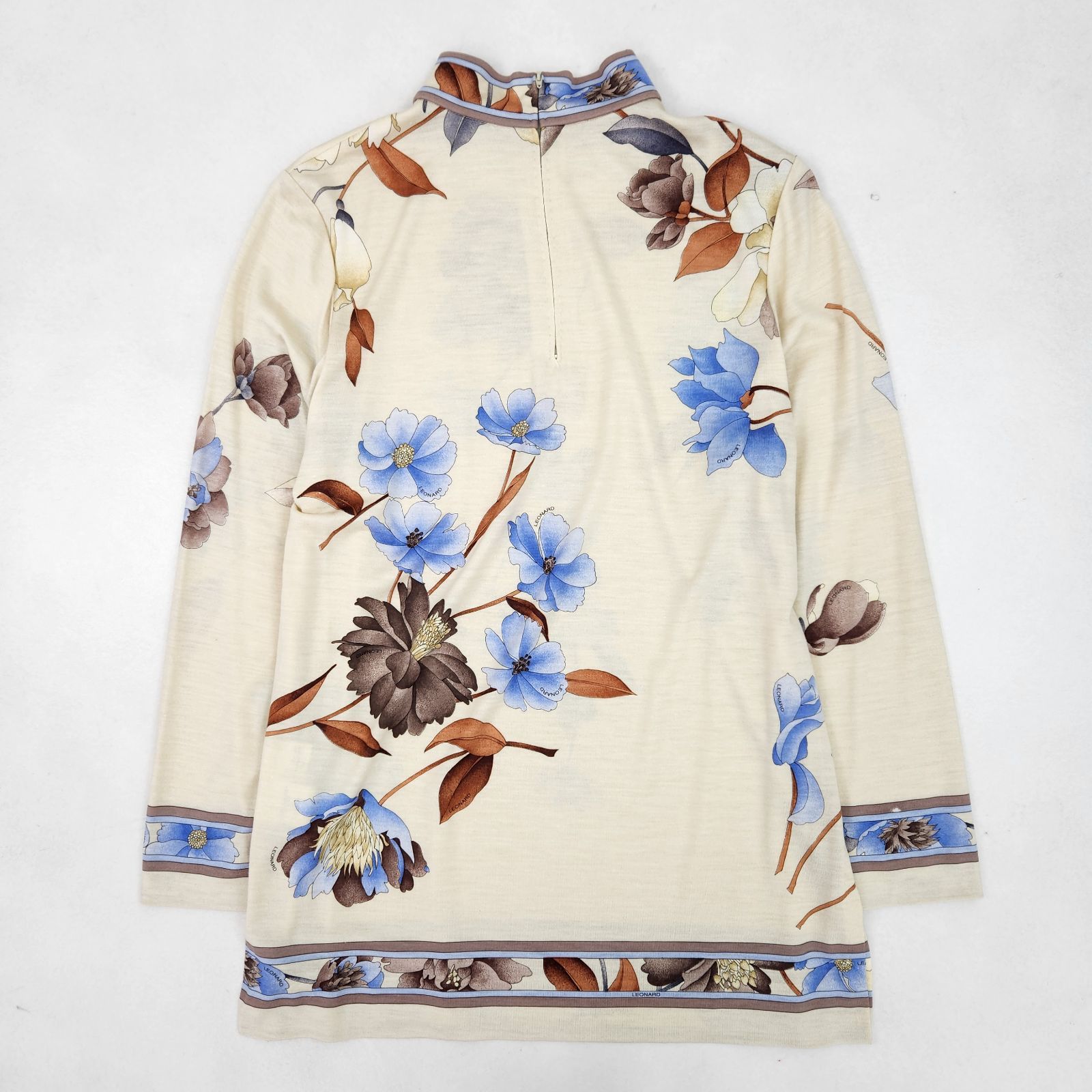 LEONARD ワンピース セットアップ 花柄 蝶 ウール シルク M 日本製