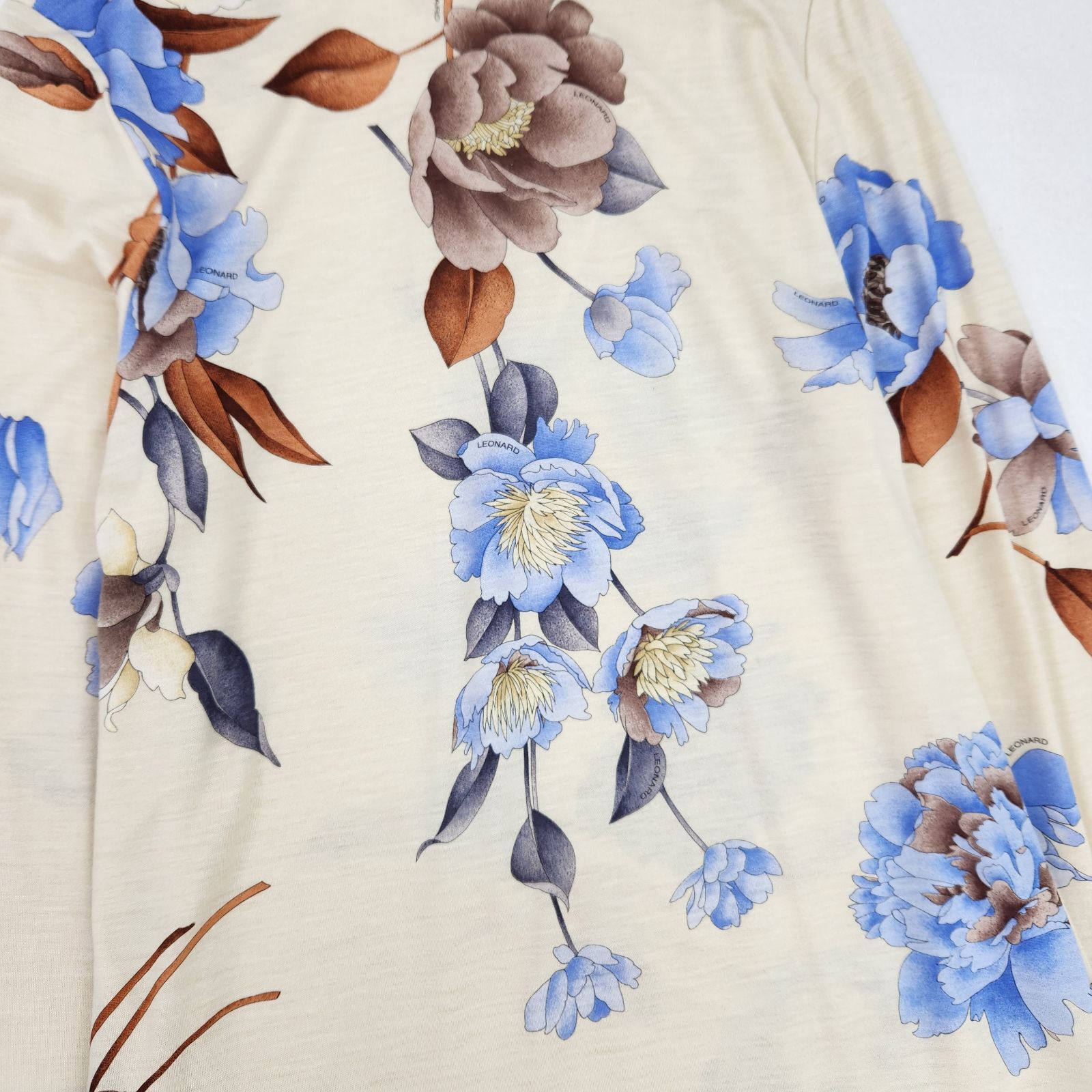 LEONARD ワンピース セットアップ 花柄 蝶 ウール シルク M 日本製