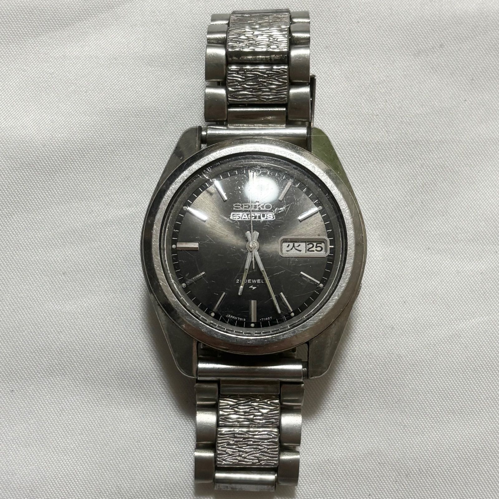  送料無料 SEIKO|セイコー|セイコー5|アクタス|7019-7040|自動巻き腕時計|21石|デイデイト|動作品|稼働品| 品 ニット 自動巻き時計 腕時計(アナログ)