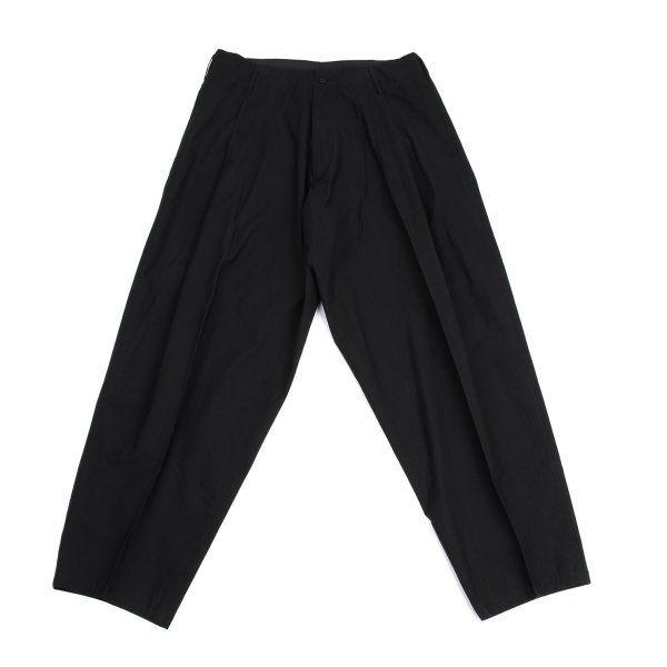 ヨウジヤマモト プールオムYohji Yamamoto POUR HOMME コットンタックテーパードパンツ 黒S