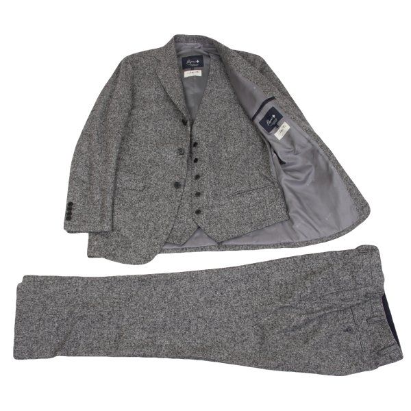 お買い得，限定SALE パパスプラスPapas+ SOLBIATI社ウール混スリーピースセットアップスーツ グレーL カジュアルスーツ
