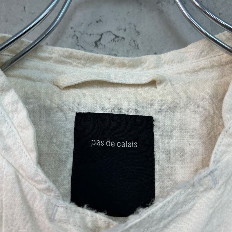 pas de calais パドカレ リネン ノーカラー ジャケット オフホワイト系