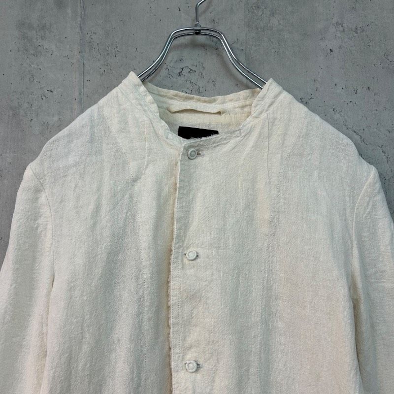 pas de calais パドカレ リネン ノーカラー ジャケット オフホワイト系