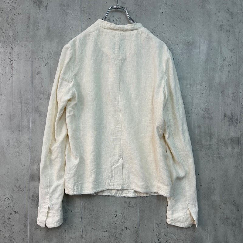 pas de calais パドカレ リネン ノーカラー ジャケット オフホワイト系