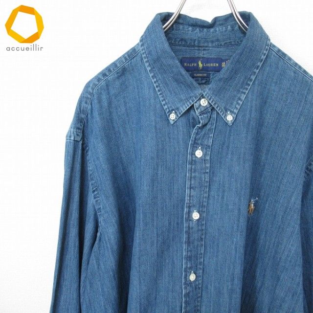 Ralph Lauren デニムシャツ 長袖 インディゴ タンガリーシャツ POLO