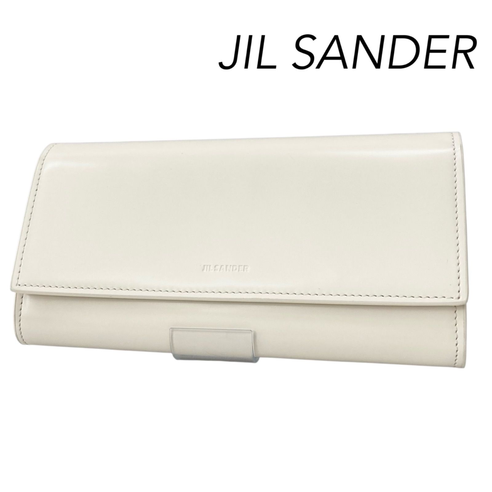 新品・未使用】 JILSANDER ジルサンダー ロゴ刻印 レザー フラップ 長 
