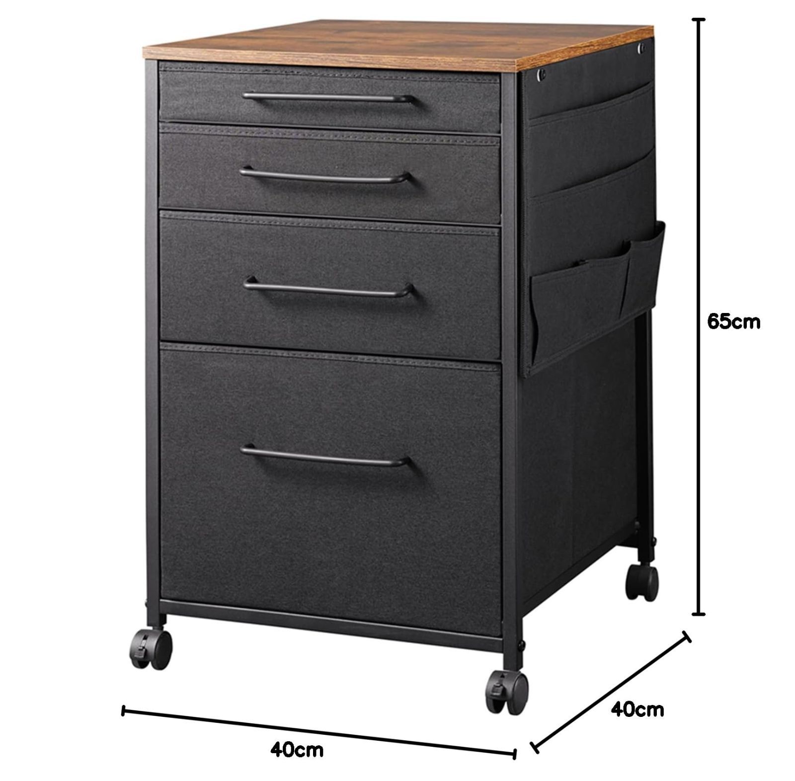 数量限定』 サイドワゴン 袖机 4段 布製 A4対応 大容量 オフィスワゴン