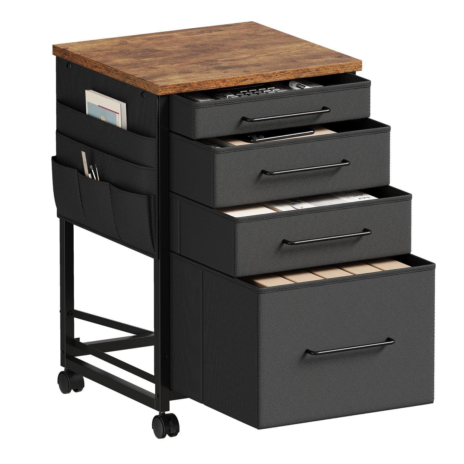 数量限定』 サイドワゴン 袖机 4段 布製 A4対応 大容量 オフィスワゴン