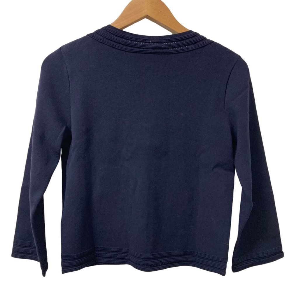 FOXEY - 美品 FOXEY フォクシー Horizontal Ridged Knit Jacket パールボタン カーディガン 36842 サイズ40 ネイビー レディース 古着 中古 USED 美品 FOXEY フォクシー Horizontal Ridged Knit Jacket ニット