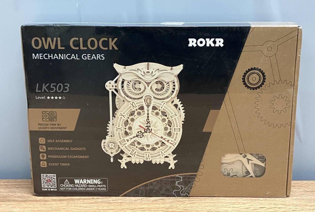 ROBOTIMEつくるんです LK503 フクロウ時計　ロボタイム 3D ウッドパズル OWL CLOCK