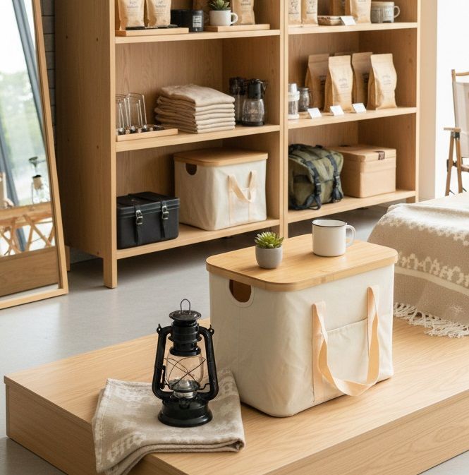 CHANODUG OUTDOOR バンブー収納ボックス ソフト収納バスケット