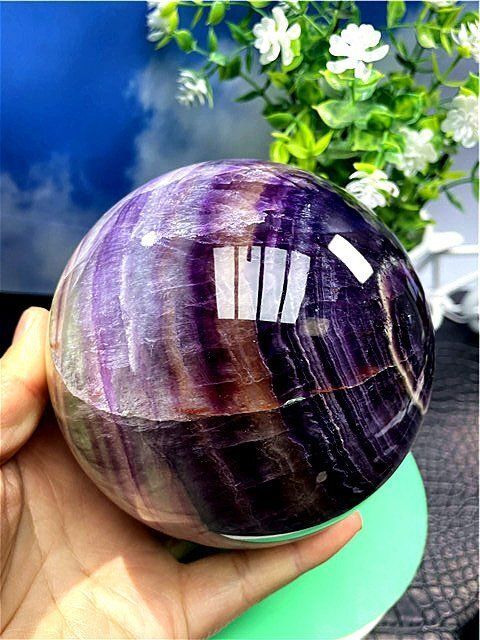  112mm 2485g AAA級 天然フローライト 蛍石 丸玉B89F1|390F02A 卓上コレクション 置物 インテリア小物