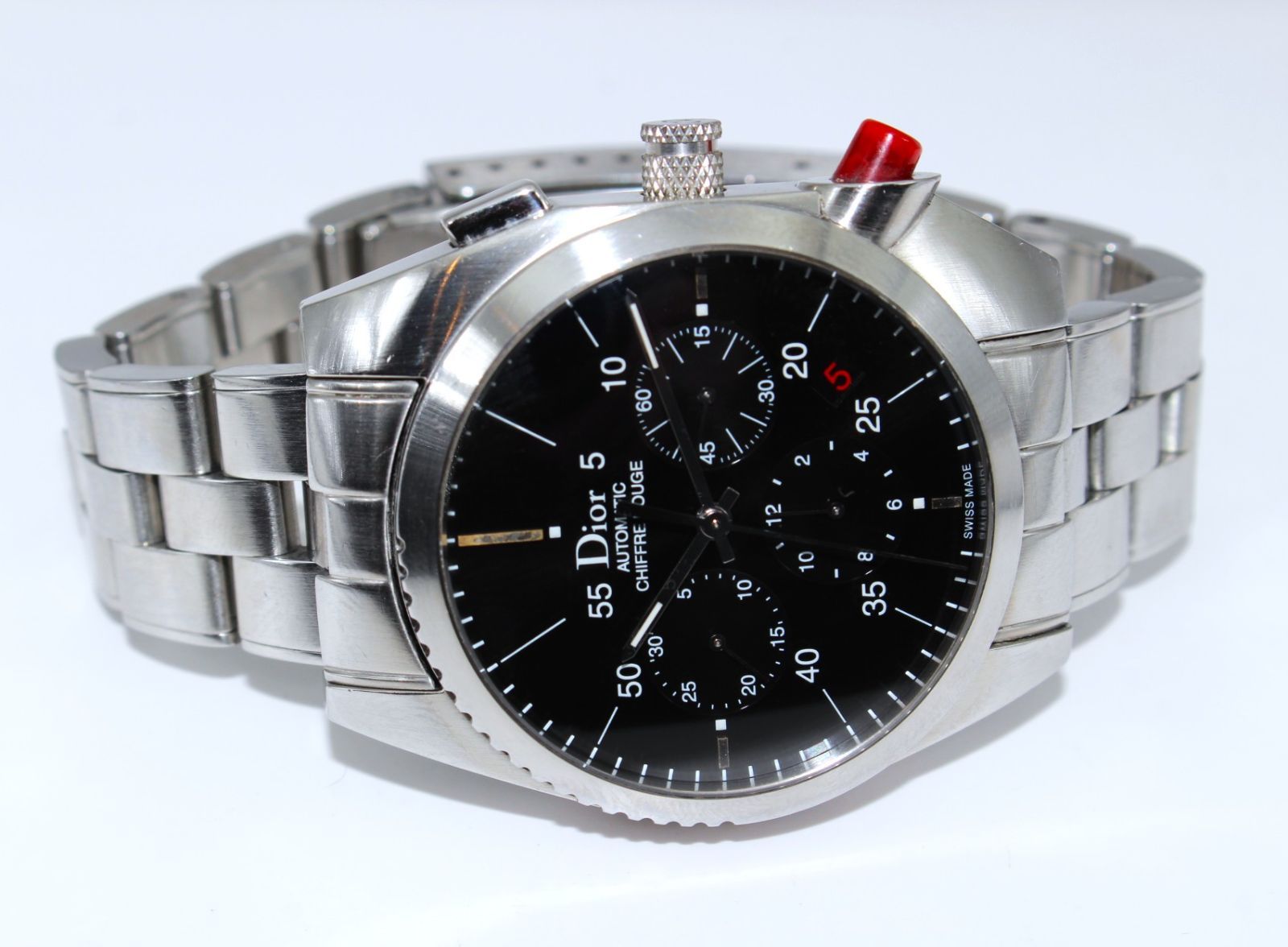  VRW-1600 時計 DIOR ディオール CD084610 シフル ルージュ クロノグラフ BK文字盤 メンズ 自動巻き 稼働品 スタイルアップ 自動巻き時計 腕時計(アナログ)