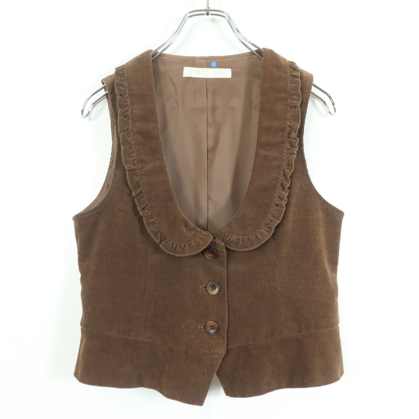 ピンクハウス☆フリル付き♪コーデュロイのベスト ブラウン系 前開き