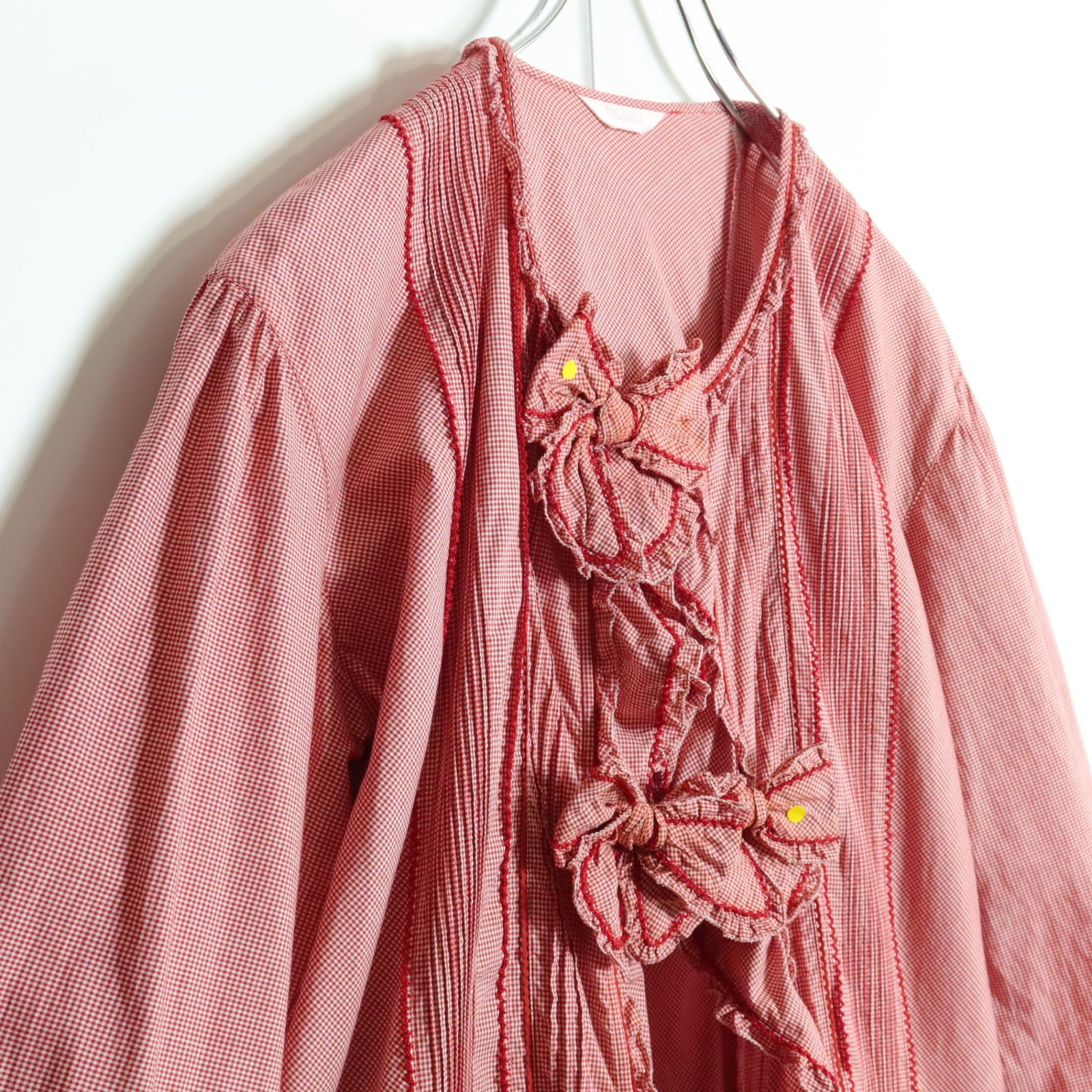 ピンクハウス☆リボンいっぱい♪ギンガムチェックのローンブラウス は