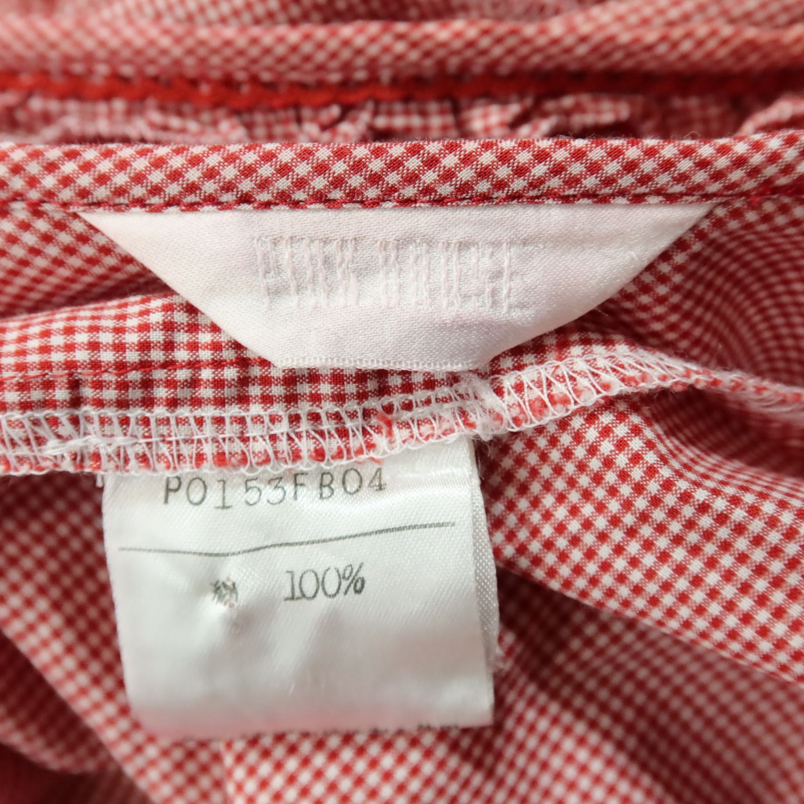 ピンクハウス☆リボンいっぱい♪ギンガムチェックのローンブラウス は