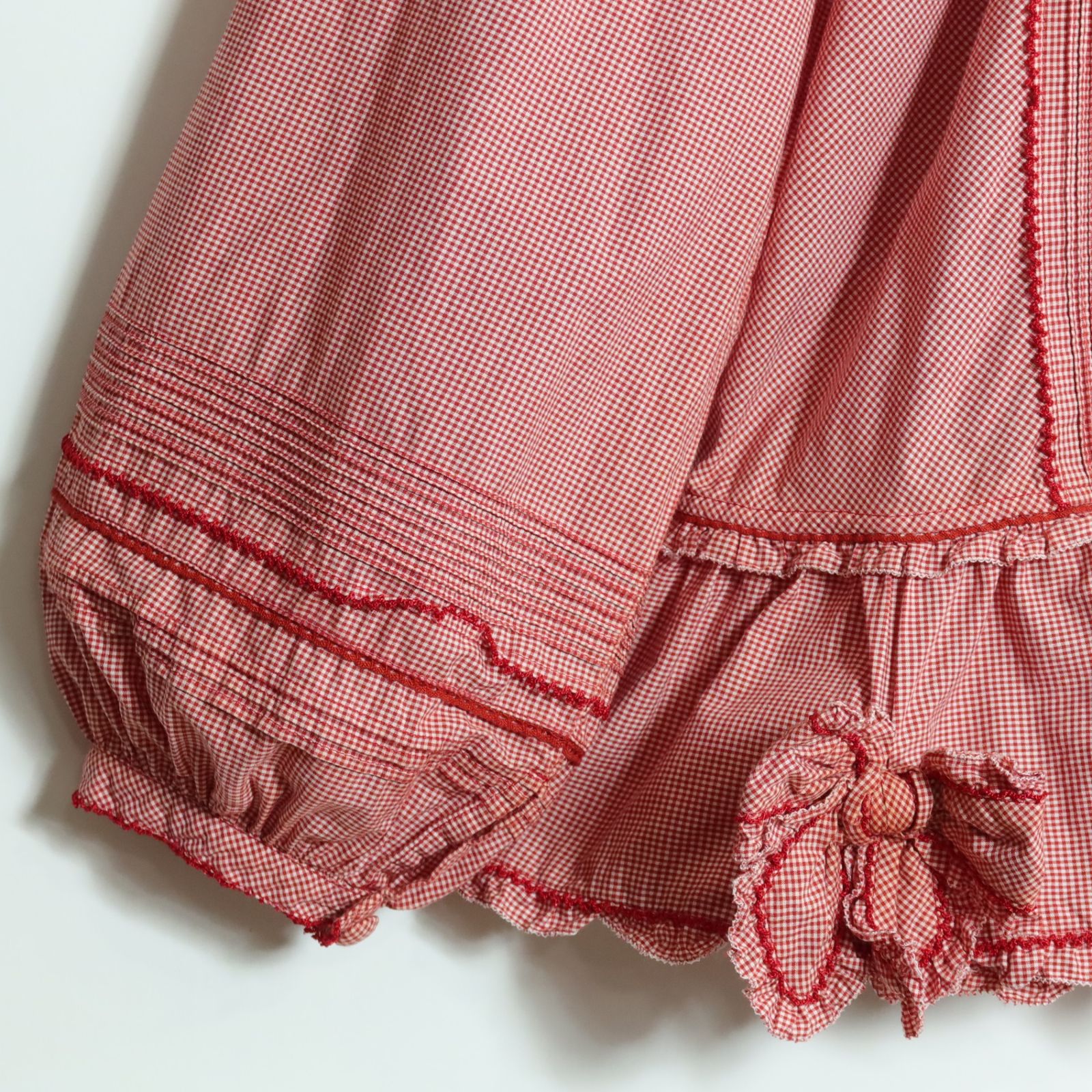 ピンクハウス☆リボンいっぱい♪ギンガムチェックのローンブラウス は