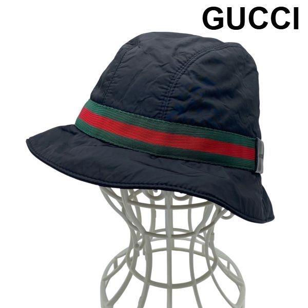 ○ グッチ GUCCI バケットハット 帽子 シェリーライン ストライプ