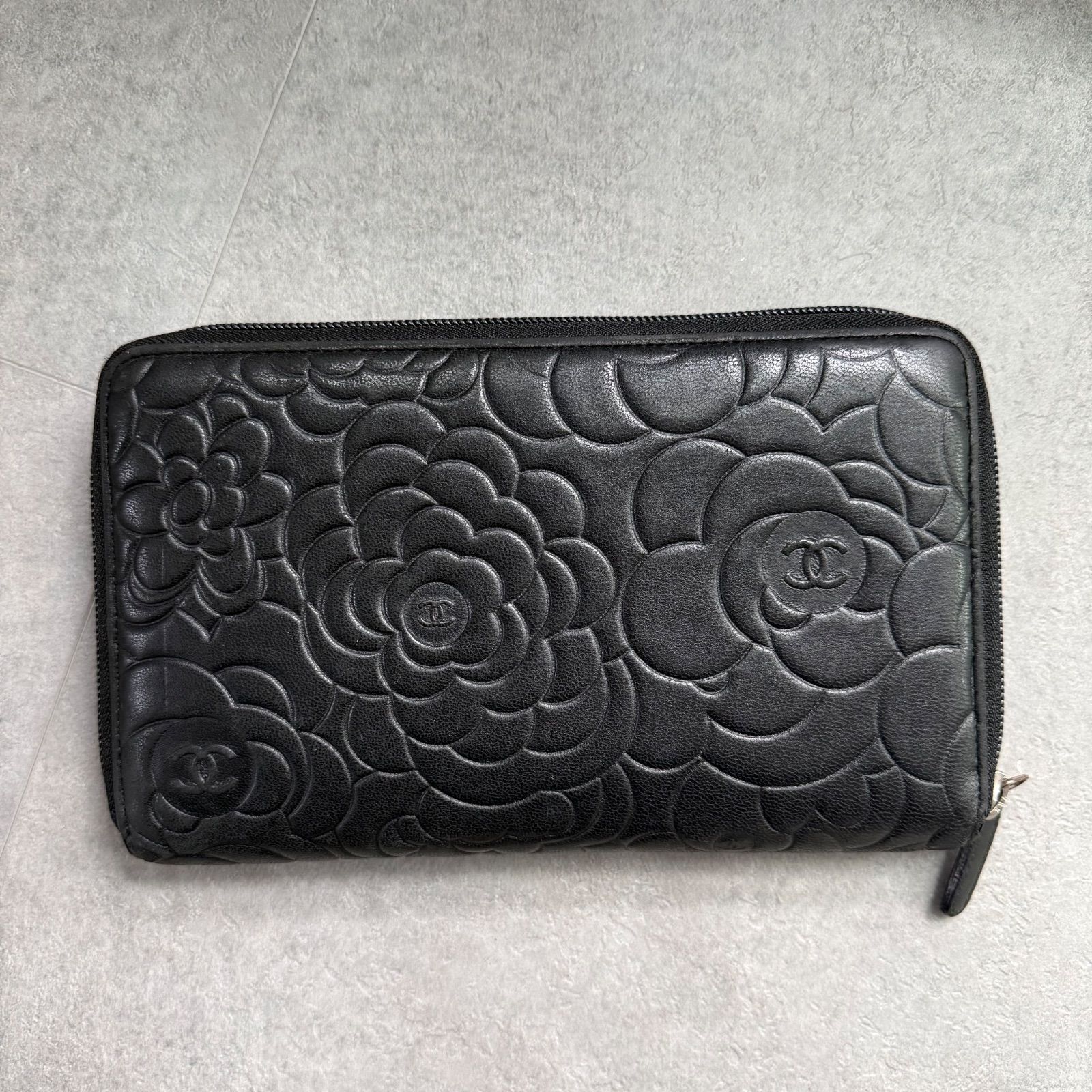 CHANEL シャネル カメリアココマーク ラウンドファスナー長財布