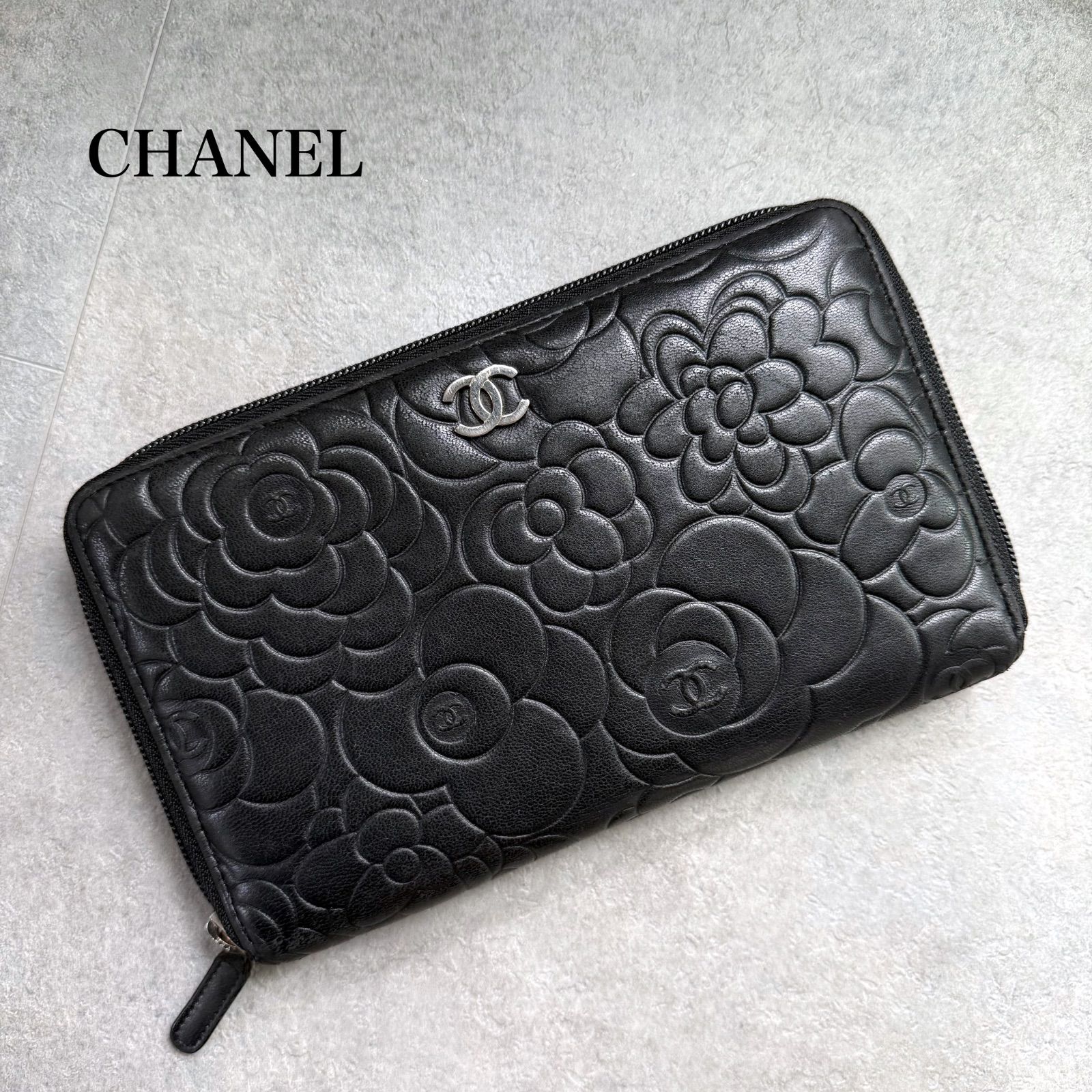 CHANEL シャネル カメリアココマーク ラウンドファスナー長財布